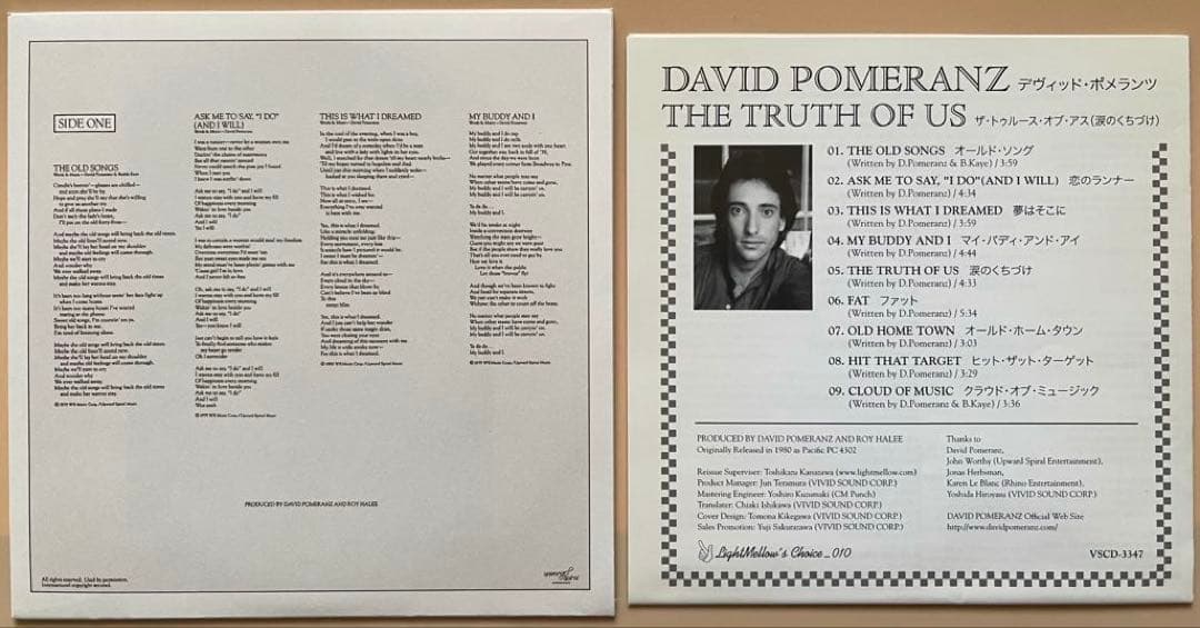 David Pomeranz The Truth Of Us CD Remastered Paper Sleeve Japan 2006 Pop/AOR | Japansoundstore