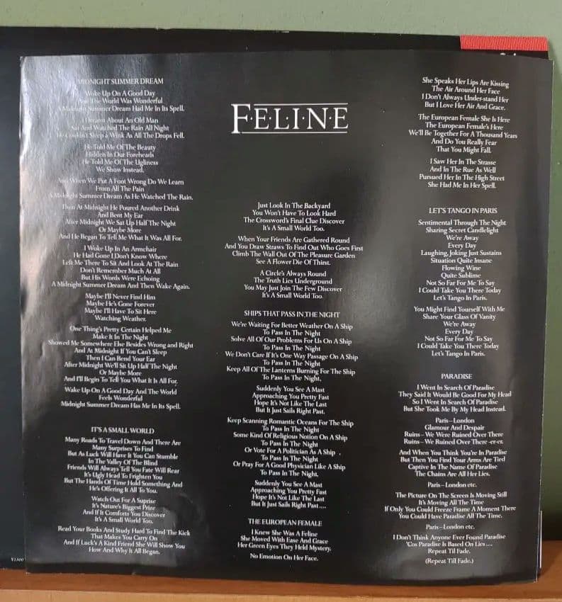 The Stranglers - Feline LP Japan Pressing Vinyl Album with Obi