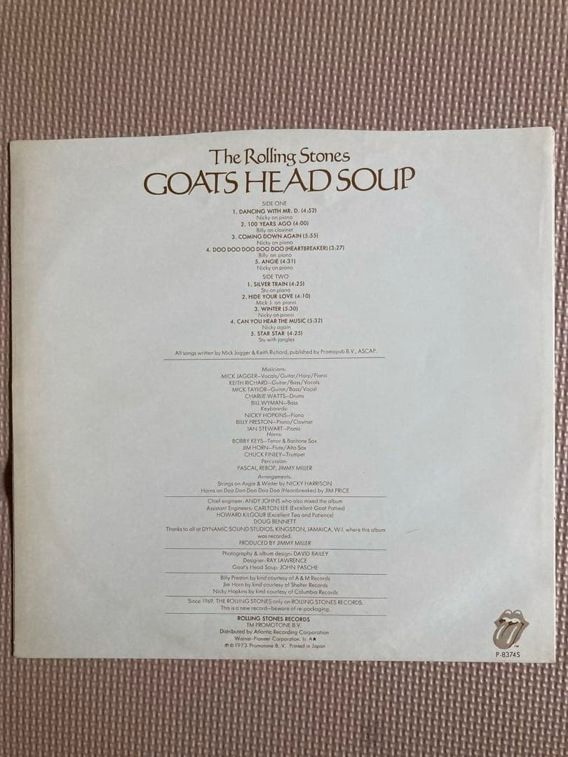 The Rolling Stones Goats Head Soup LP Japan Pressing Vinyl Record