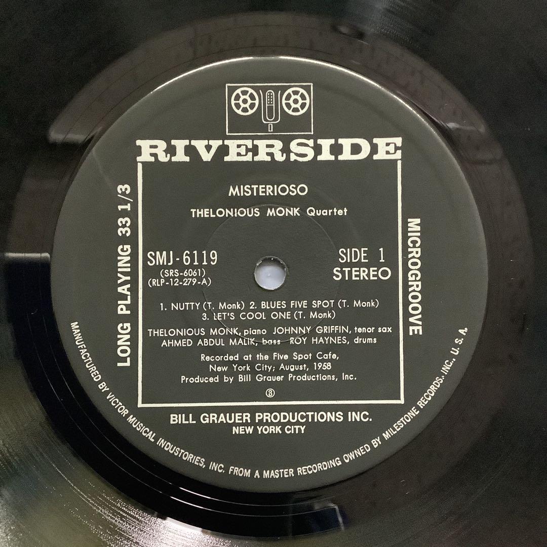 Thelonious Monk Quartet - Misterioso LP Japan Jazz Riverside SMJ-6119 Hard Bop