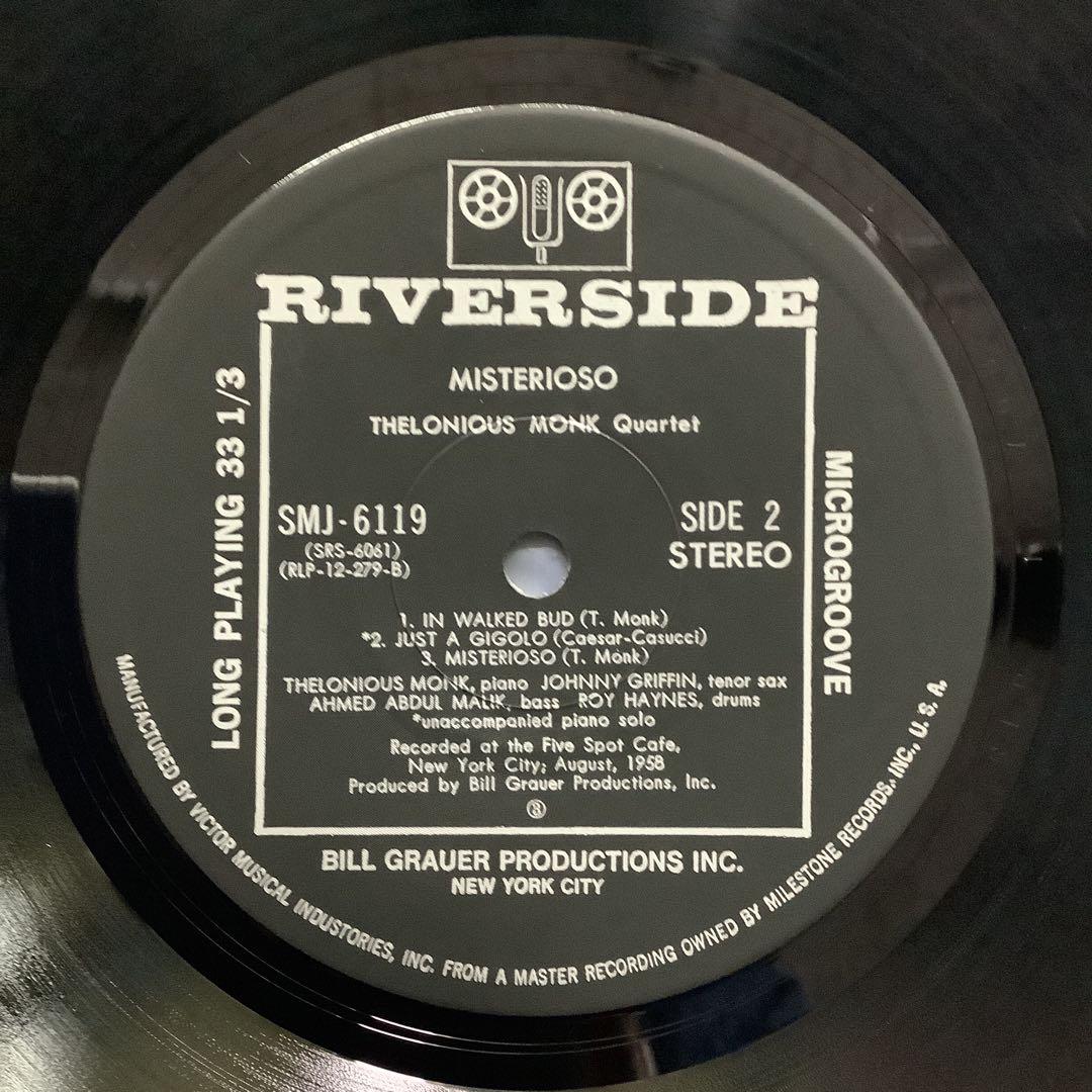 Thelonious Monk Quartet - Misterioso LP Japan Jazz Riverside SMJ-6119 Hard Bop
