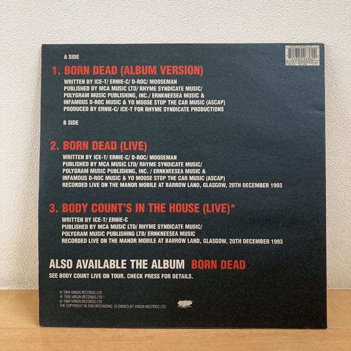 Body Count - Born Dead 12" Vinyl Picture Disc EP UK Import 1994 Ice-T