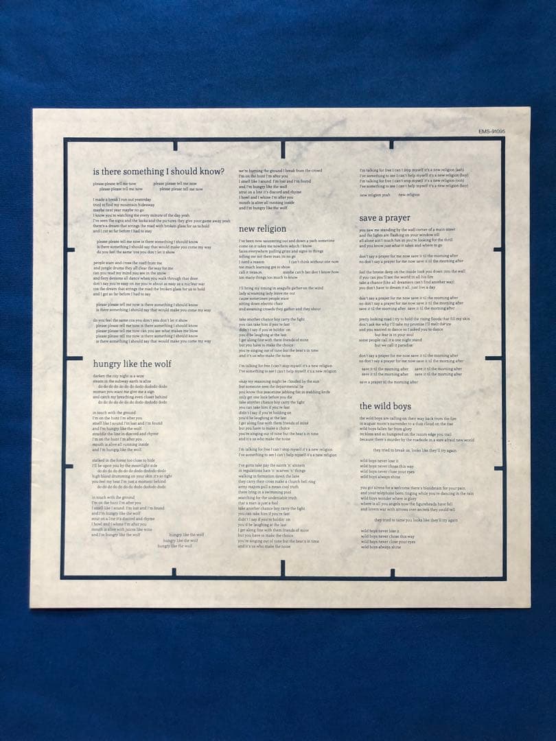 Duran Duran - Arena Vinyl LP 1984 Japan w/ Obi & Insert EMS-91095