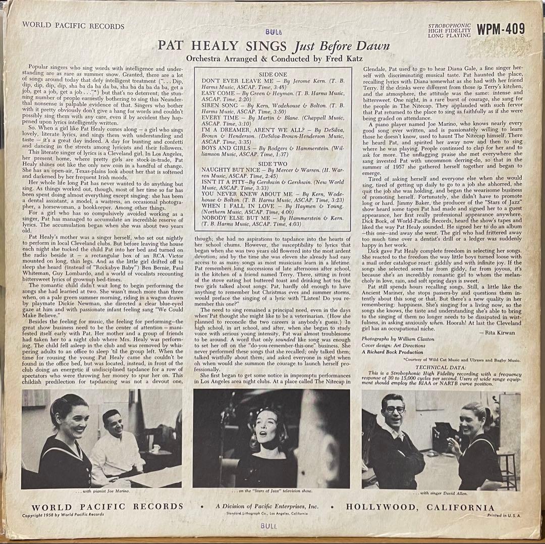 Pat Healy - Just Before Dawn Vinyl LP World Pacific WPM-409 Jazz Vocal US