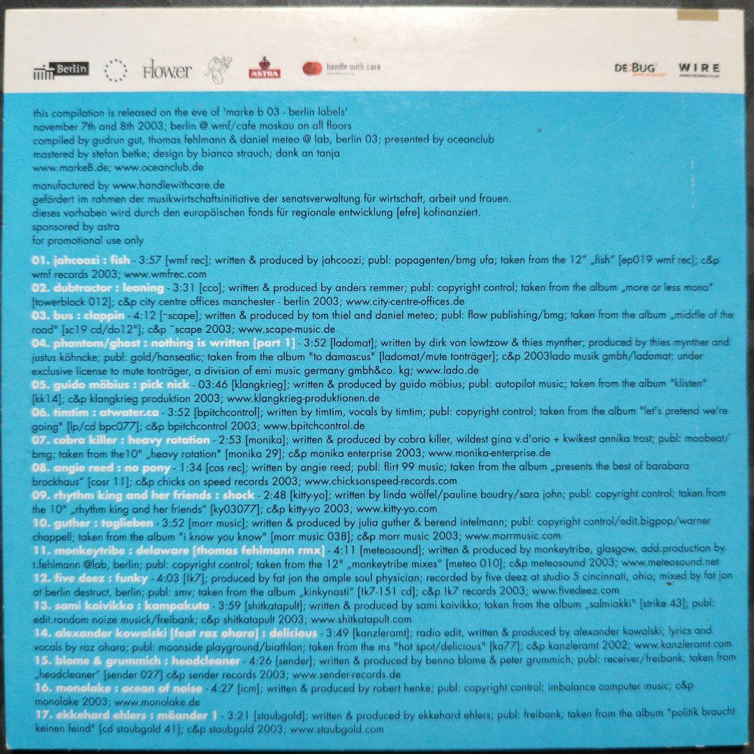 Oceanclub Presents Marke B 03 Berlin Labels CD Promo Compilation 2003 Rare