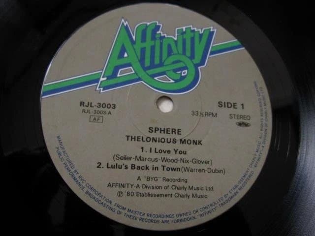 Thelonious Monk Quartet Sphere Vinyl LP Japan RVC RJL-3003 Jazz Import