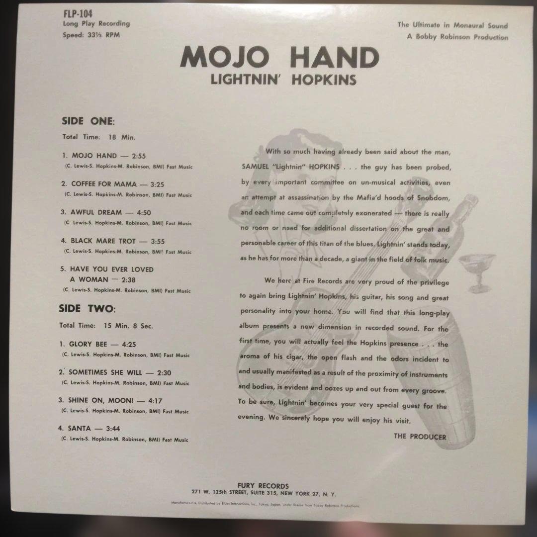 Lightnin' Hopkins Mojo Hand LP 1983 Japan Reissue Headliner Vinyl | Japansoundstore