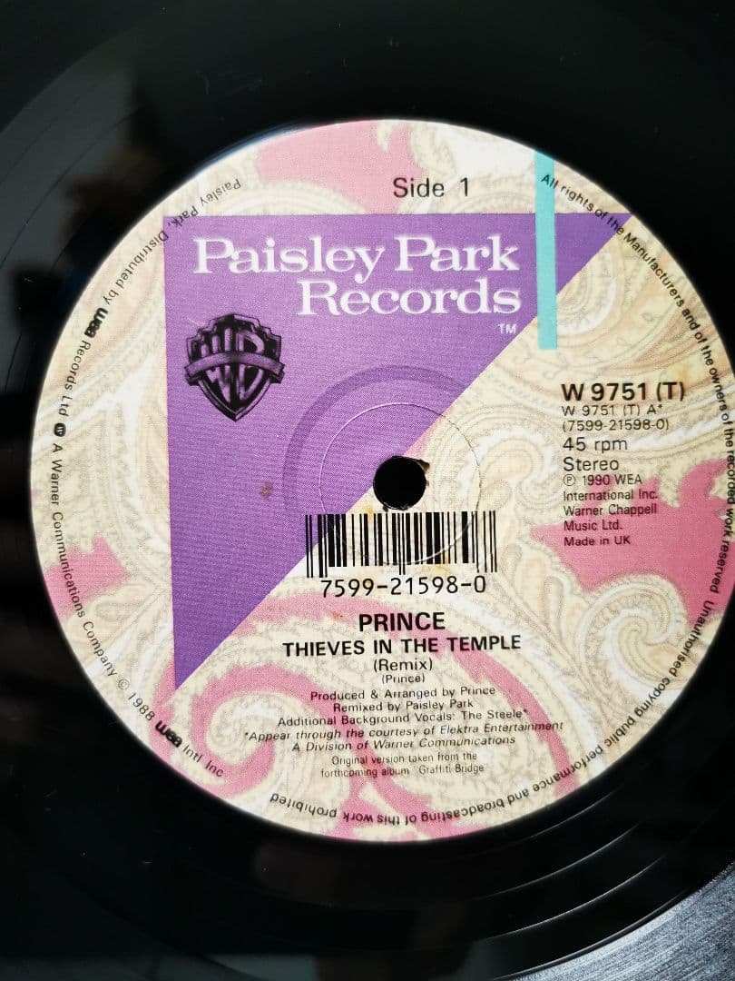 PRINCE Thieves In The Temple 12" UK Vinyl Single Remix Paisley Park W9751T