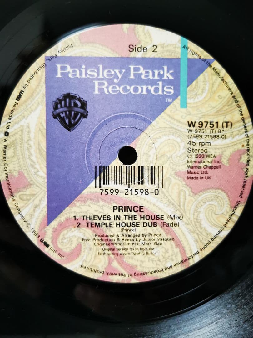 PRINCE Thieves In The Temple 12" UK Vinyl Single Remix Paisley Park W9751T