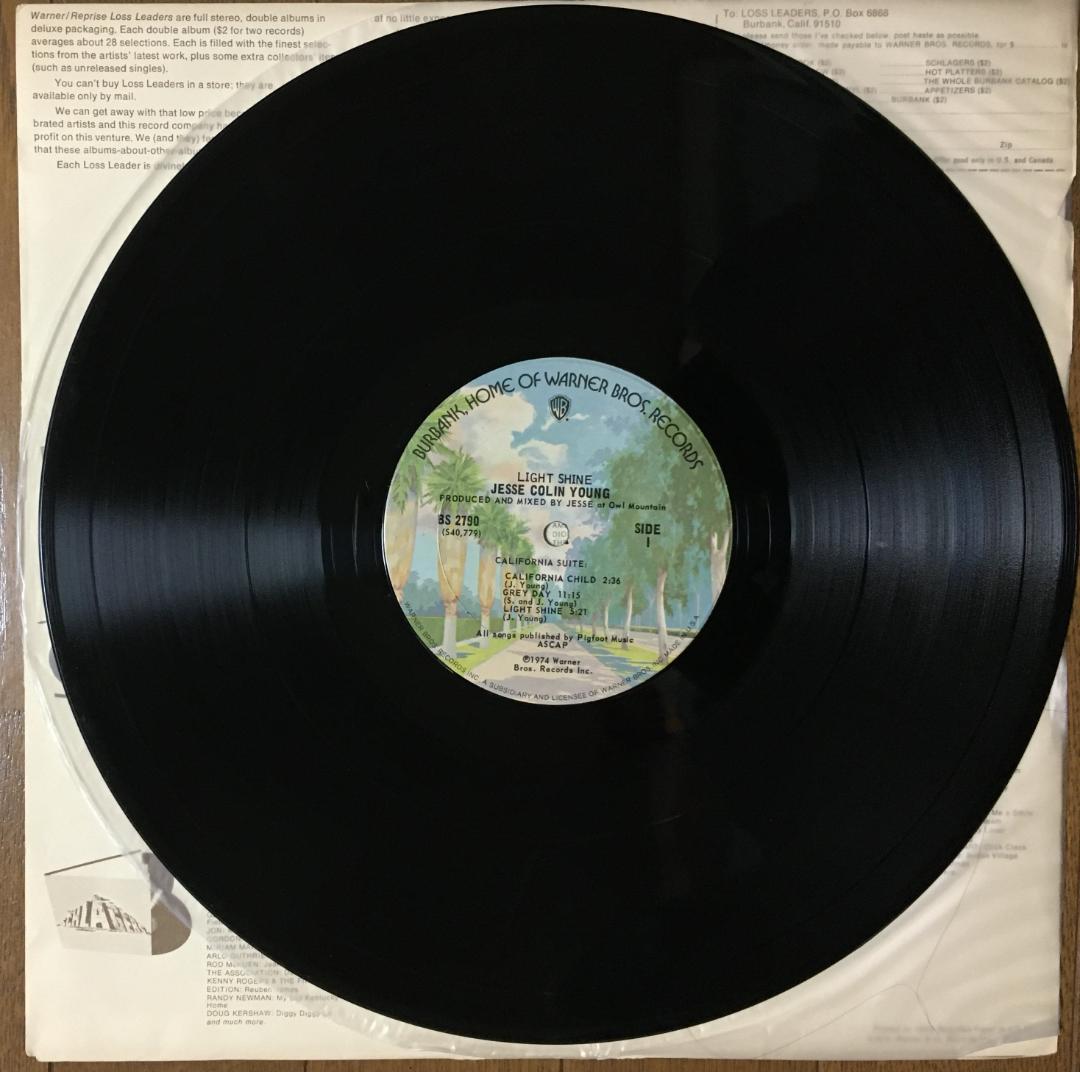 Jesse Colin Young - Light Shine Vinyl LP 1974 Warner Bros. Folk Rock