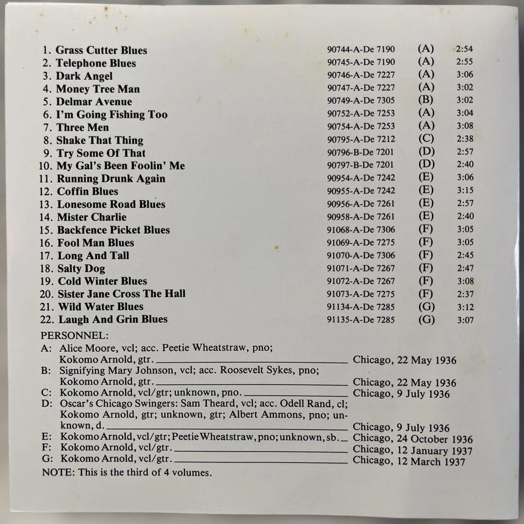 Kokomo Arnold CD Complete Recorded Works Vol 3 1936-1937 Document Records Import