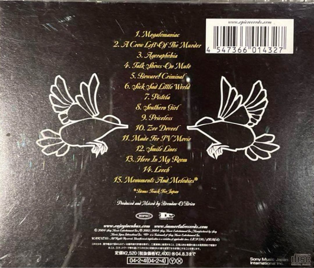 Incubus - A Crow Left of the Murder CD Japan Press with OBI 2004