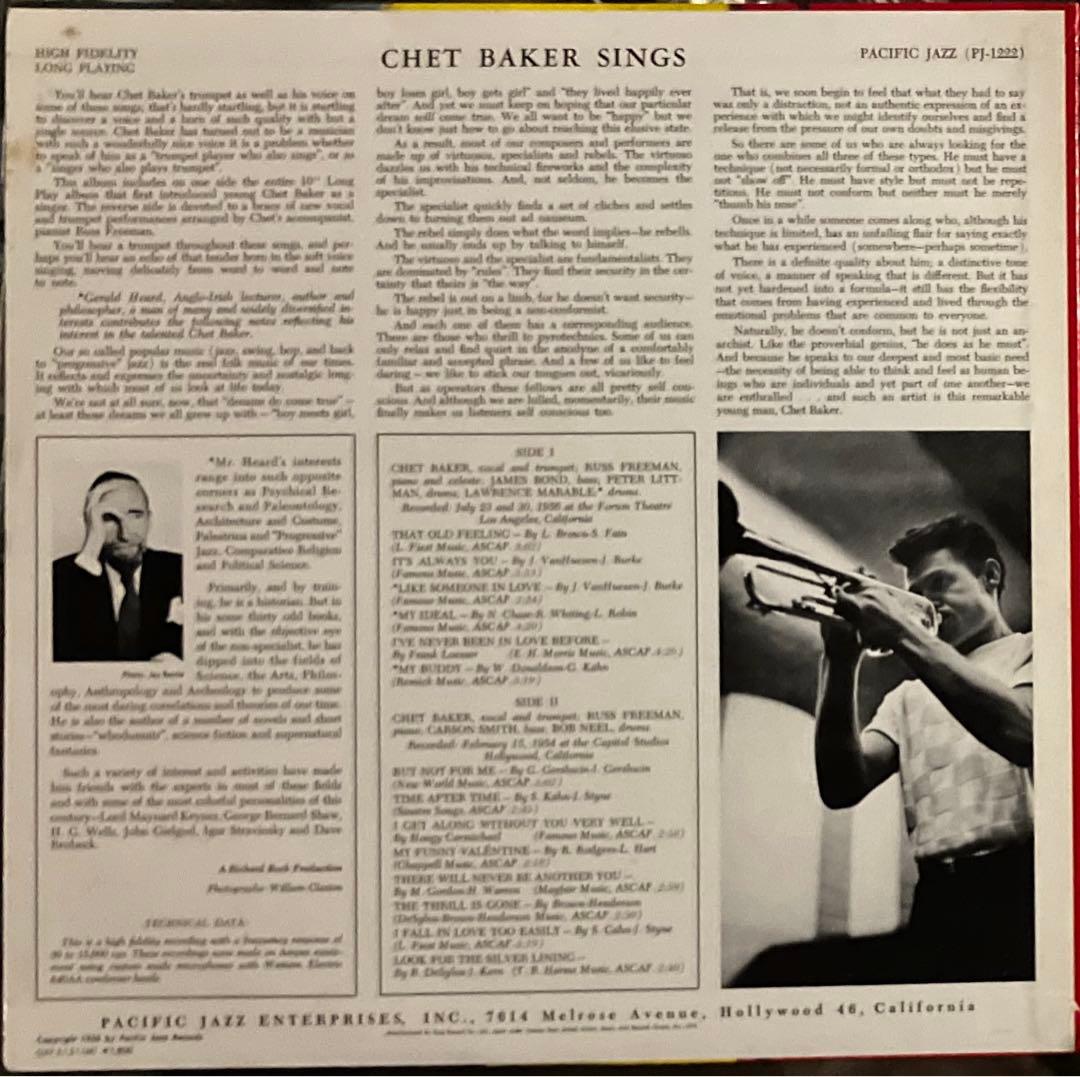 Chet Baker Sings Vinyl LP 1979 Japan GXF-3131 Pacific Jazz Cool Jazz Record