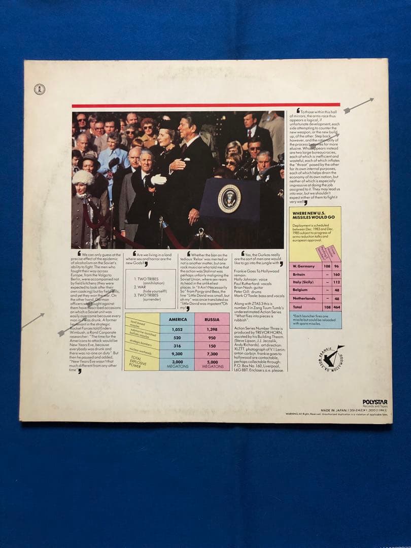 Frankie Goes To Hollywood - Two Tribes 12" EP Japan Pressing 1984 ZTT 13SI-242
