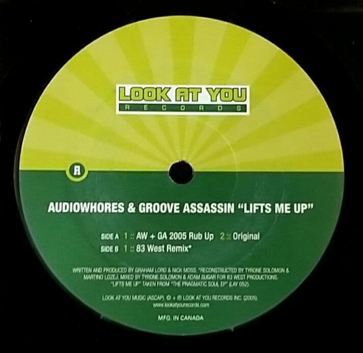Audiowhores & Groove Assassin Lifts Me Up 12" Vinyl House Club Record
