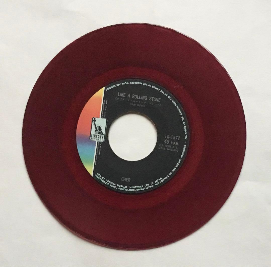Cher - Bang Bang / Like A Rolling Stone 7" Japan Red Vinyl Single Liberty LR-157