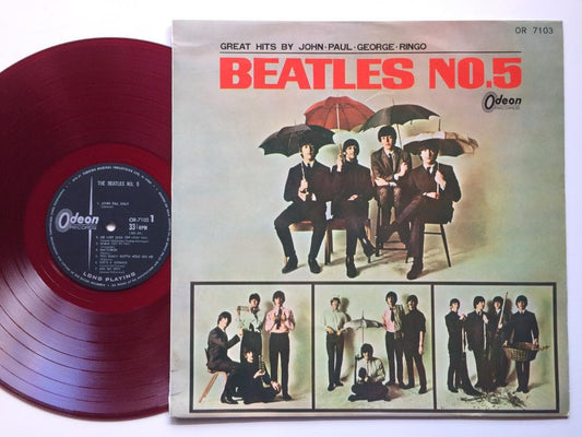The Beatles No.5 Japan Red Vinyl LP Odeon OR-7103 Rare Colored Disc