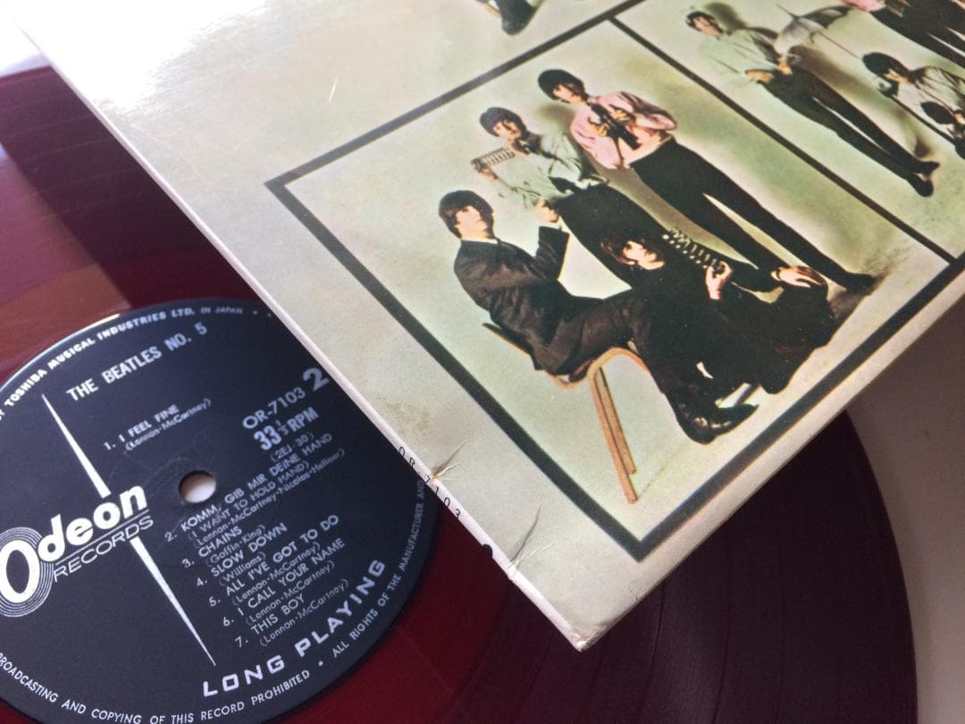 The Beatles No.5 Japan Red Vinyl LP Odeon OR-7103 Rare Colored Disc