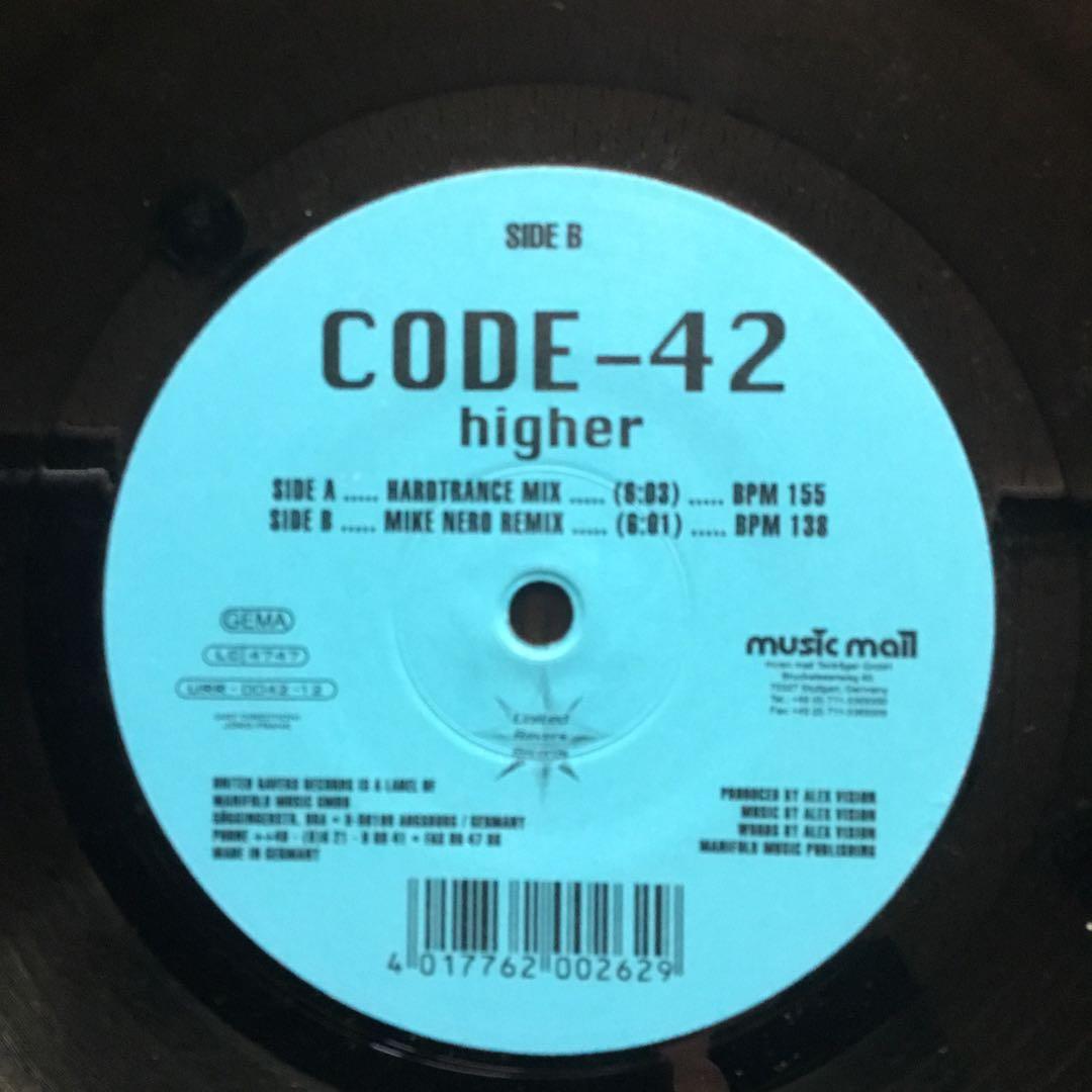 CODE-42 - Higher 12" Vinyl Record Trance Hardtrance United Ravers Records