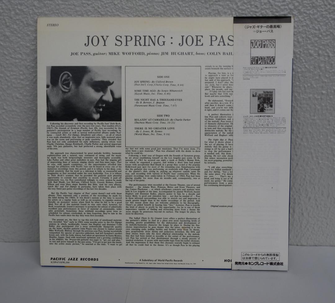 Joe Pass - Joy Spring Vinyl LP 1981 Japan Pacific Jazz K23P-6719 Jazz Guitar
