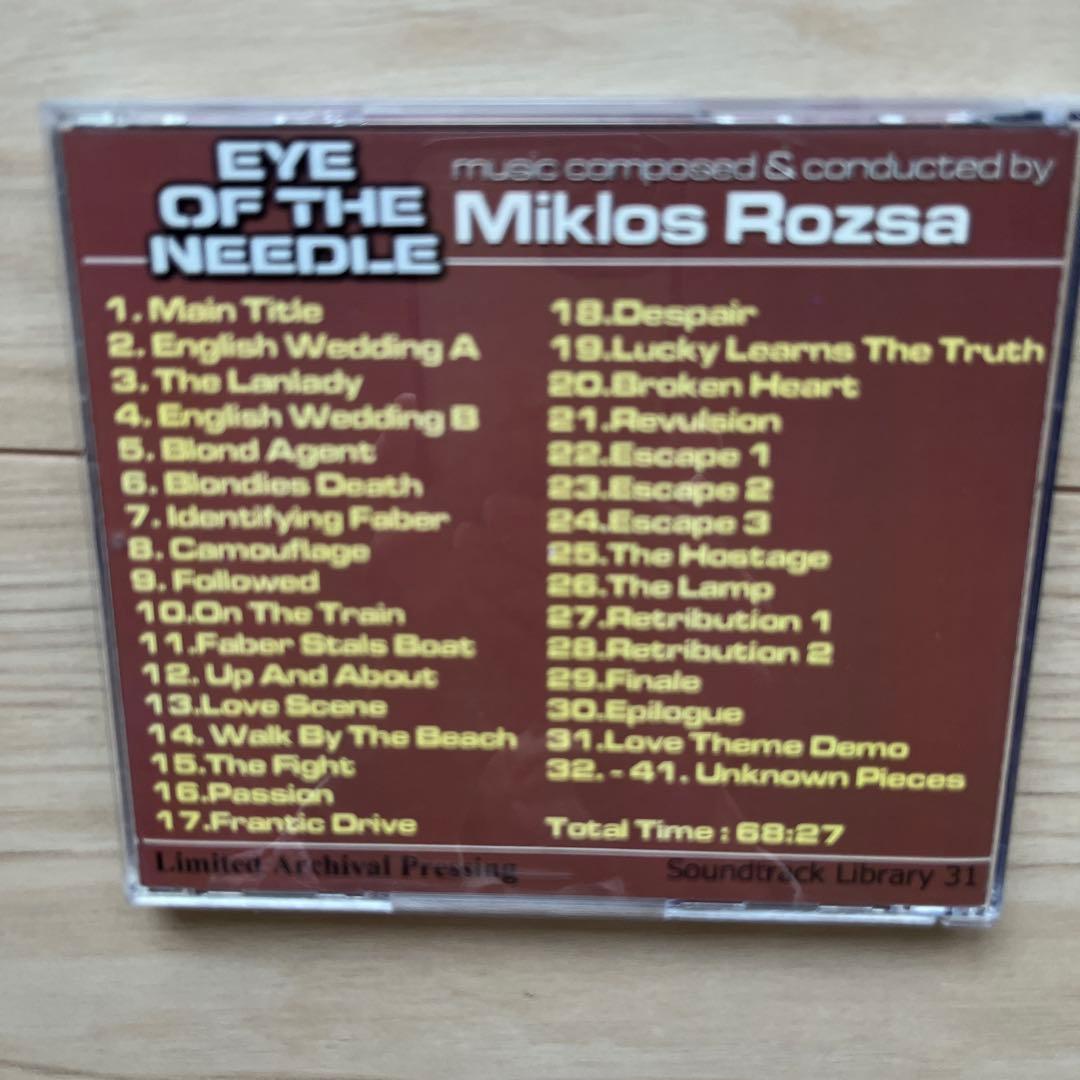 Miklos Rozsa Eye of the Needle Original Film Score CD Limited Archival Pressing