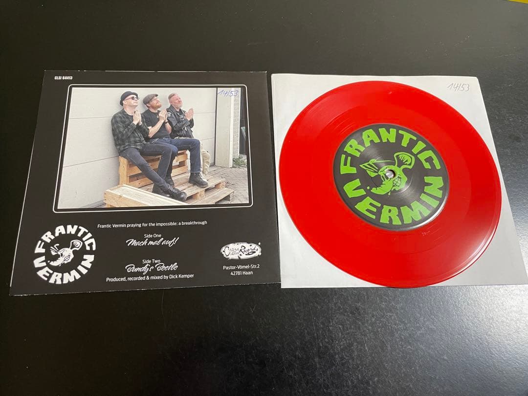 Frantic Vermin - Mach Mal Auf! 7" Red Vinyl Psychobilly Crazy Love Records