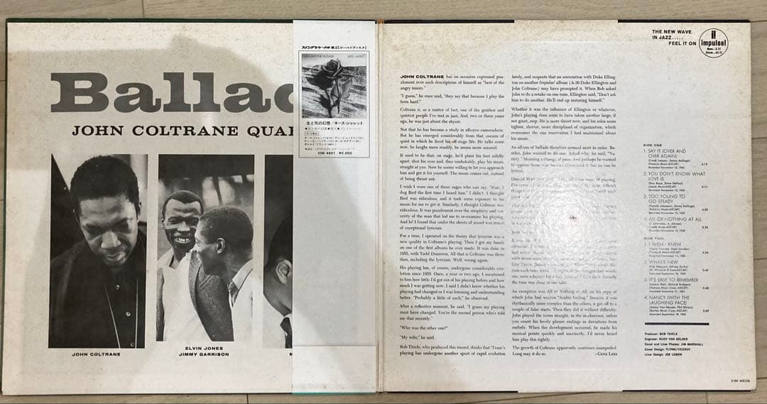 John Coltrane Ballads LP Vinyl Record 1980 Japan Pressing VIM-4606 With Obi