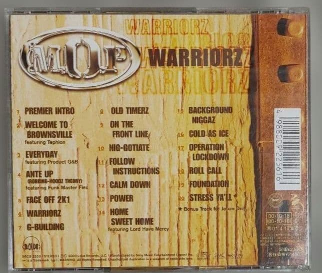 M.O.P. Warriorz CD Japan Press with OBI Limited Edition Bonus Track Hip Hop