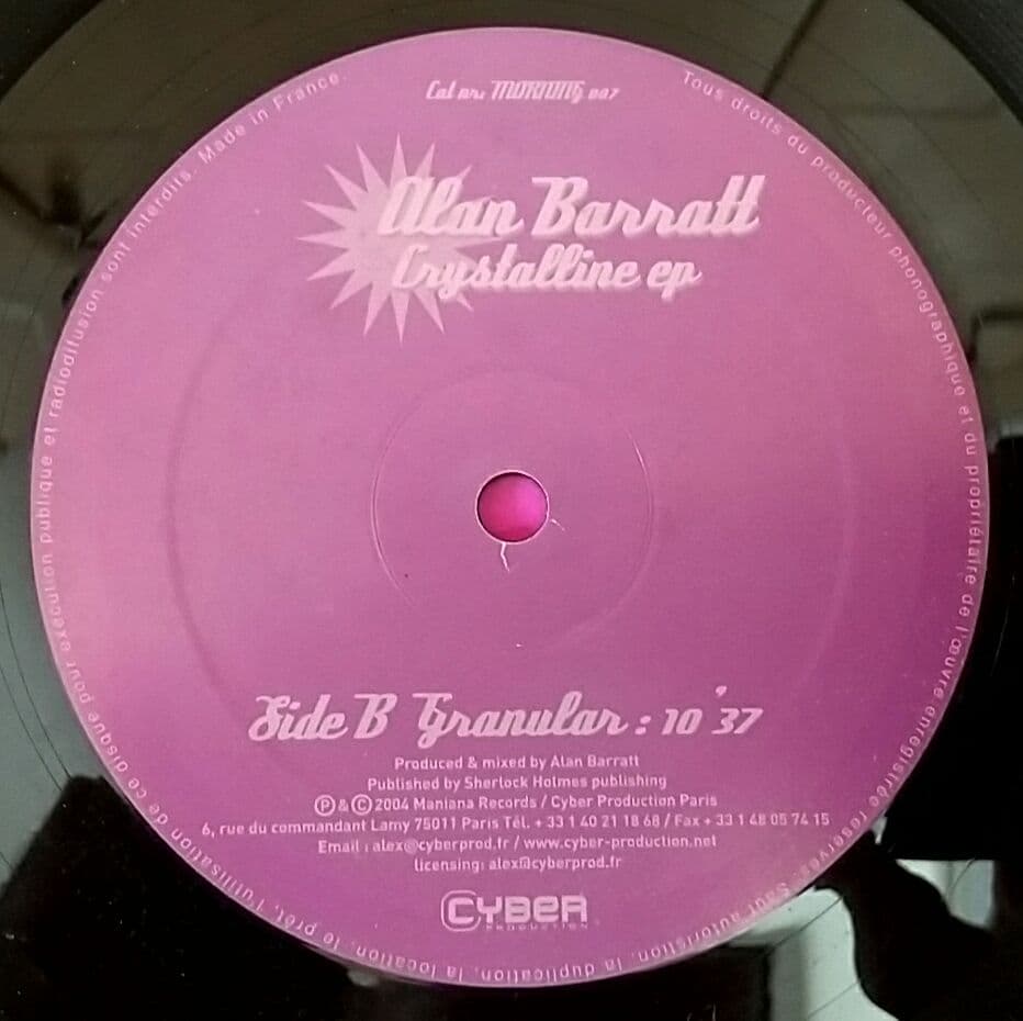 Alan Barratt Crystalline EP 12" Vinyl Electronic House Techno France Pressing
