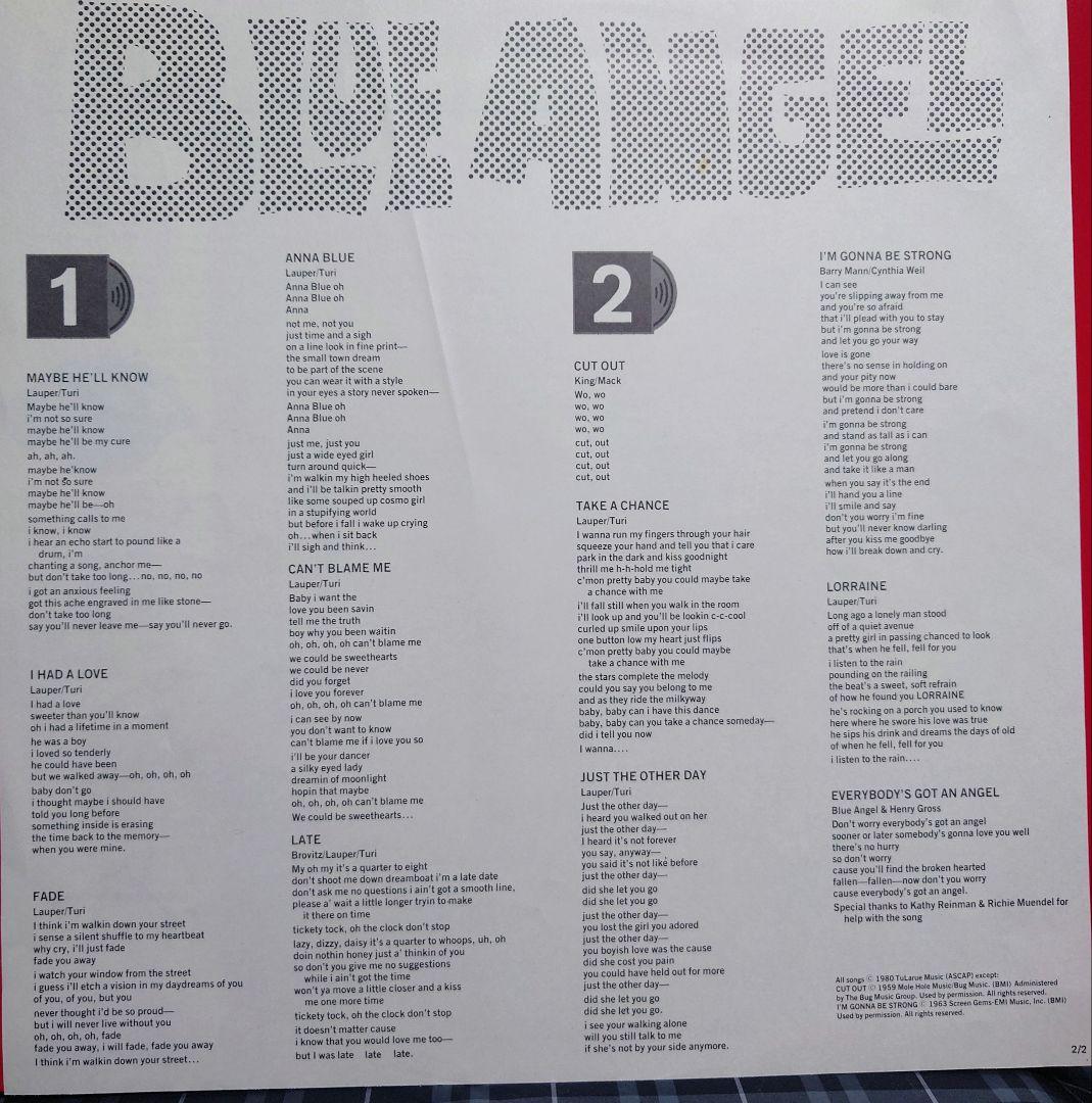 Cyndi Lauper Blue Angel LP Vinyl OBI Japan 1980s Rare Semi-Transparent Used | Japansoundstore