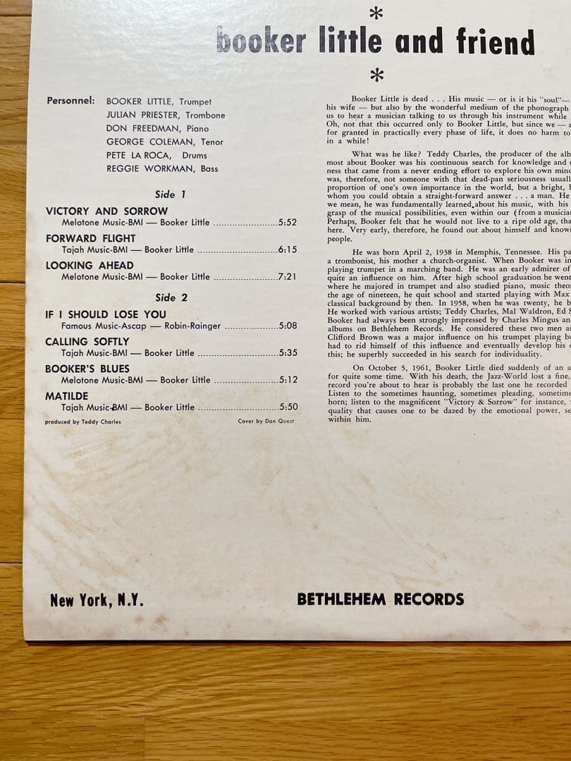 Booker Little And Friend LP 1969 US Mono Pressing Bethlehem Jazz Vinyl