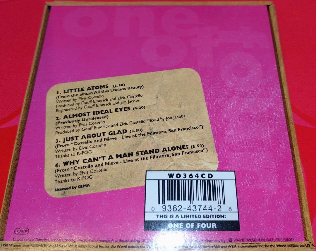 Elvis Costello & The Attractions 4-CD Limited Edition Singles Set 1996 Japan