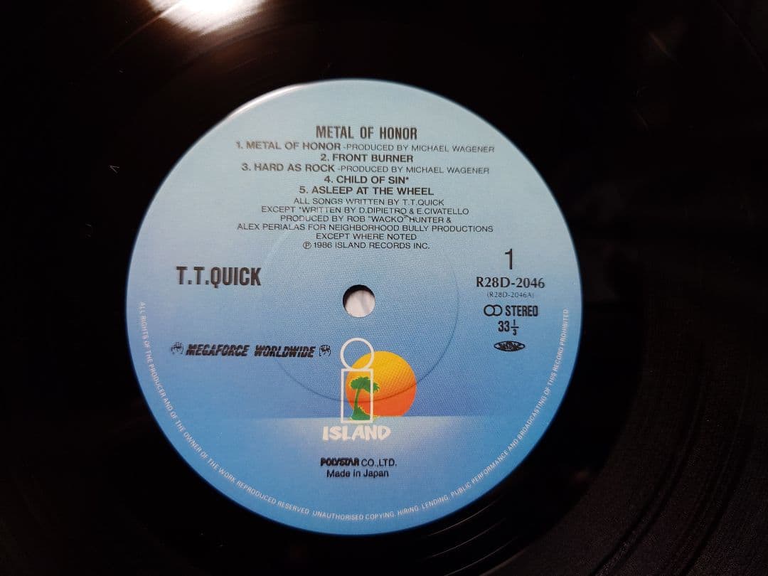 T.T. QUICK - Metal Of Honor LP 1986 Japan Original Pressing W/ OBI Mark Tornillo
