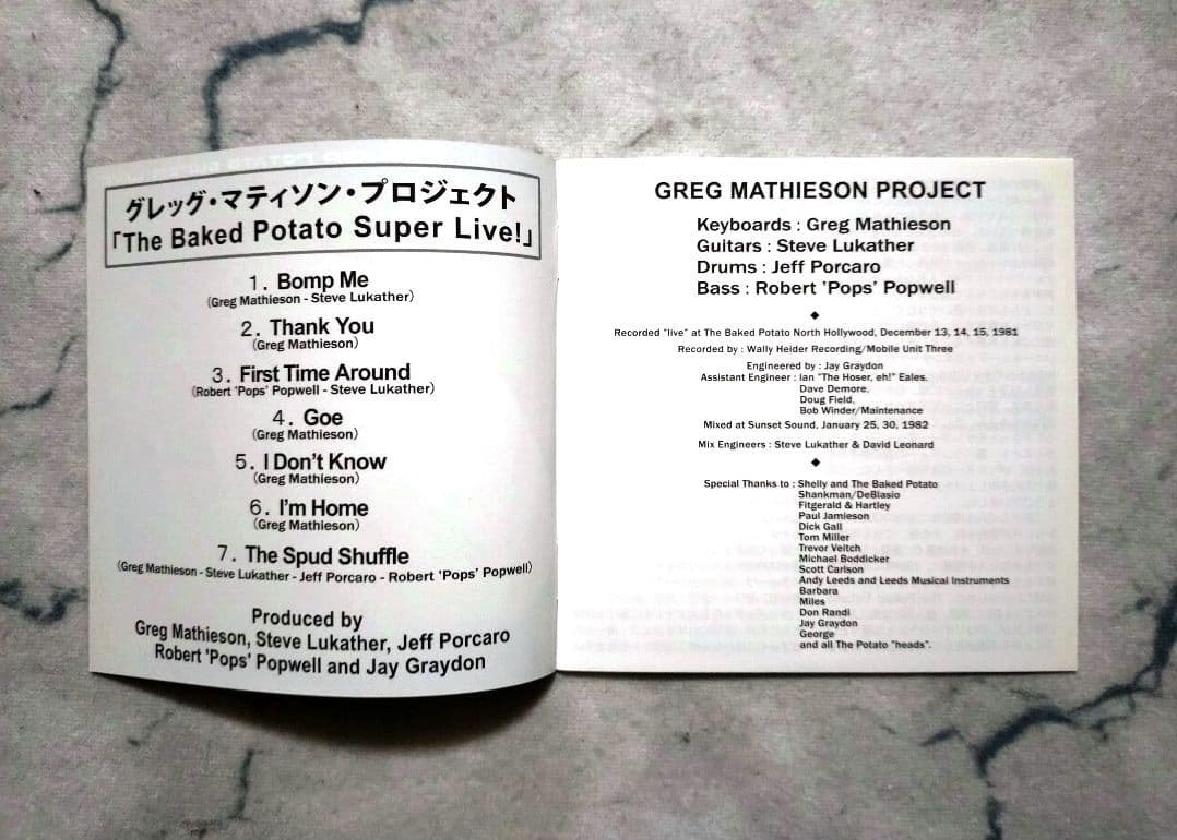 Greg Mattison AOR Fusion Live CD Paper Sleeve High-Quality HQCD Used | Japansoundstore