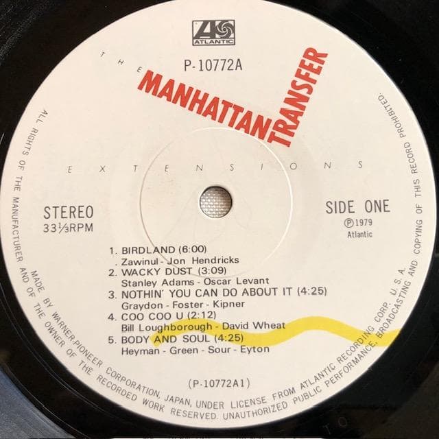 The Manhattan Transfer Extensions LP Japan Atlantic P-10772A Jazz Vocal w/ Obi