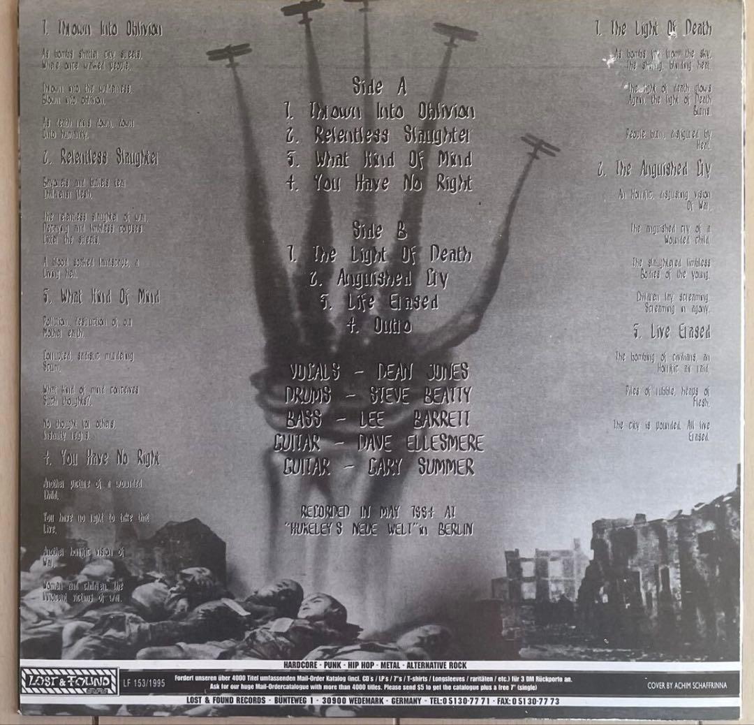 Disgust - Thrown Into Oblivion - Rare White Vinyl 7" EP (1995 Lost & Found)