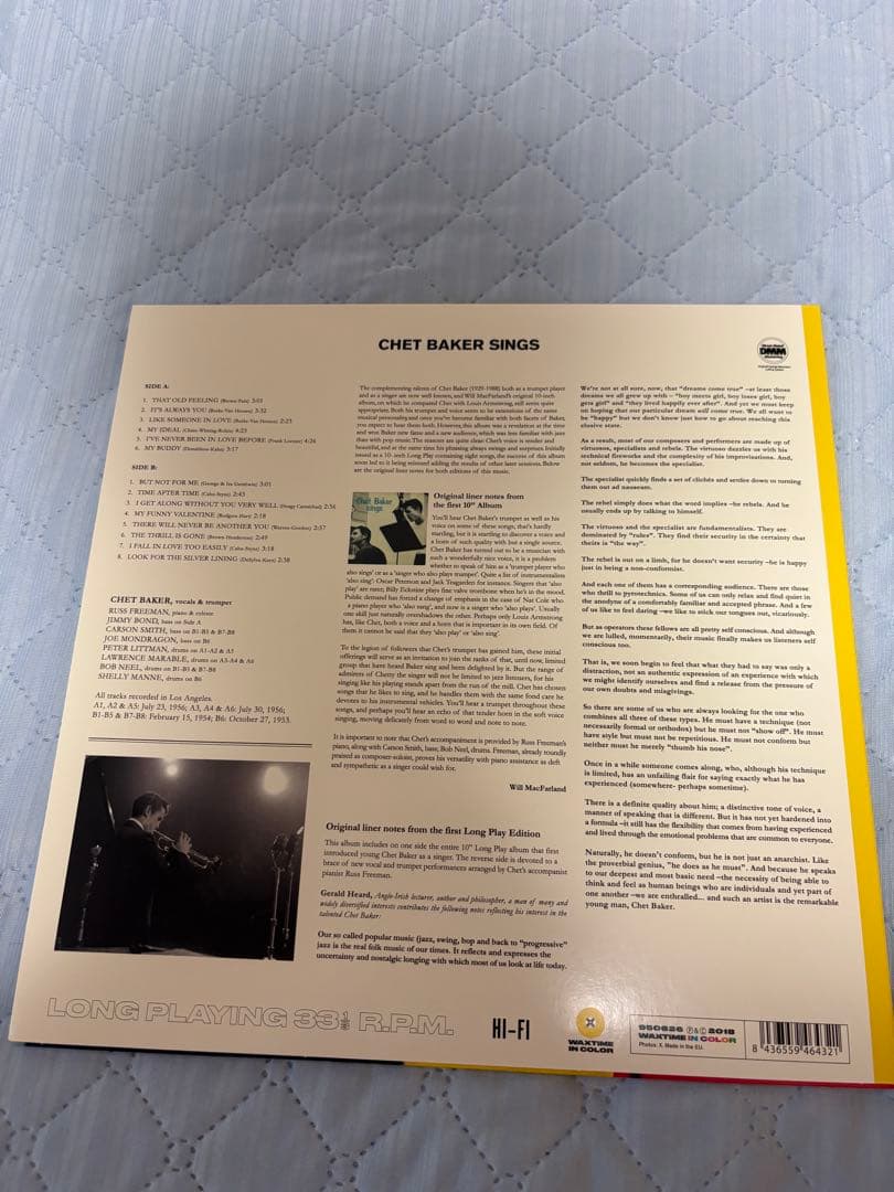 Chet Baker Sings Yellow Vinyl LP Jazz Record Beautiful Condition