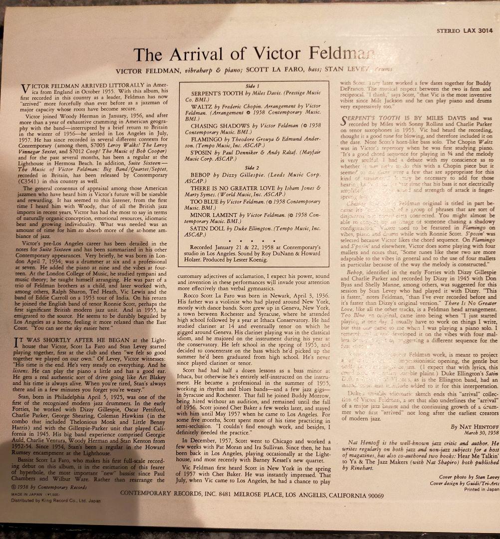 Victor Feldman The Arrival of Victor Feldman Japan LP Scott LaFaro Contemporary