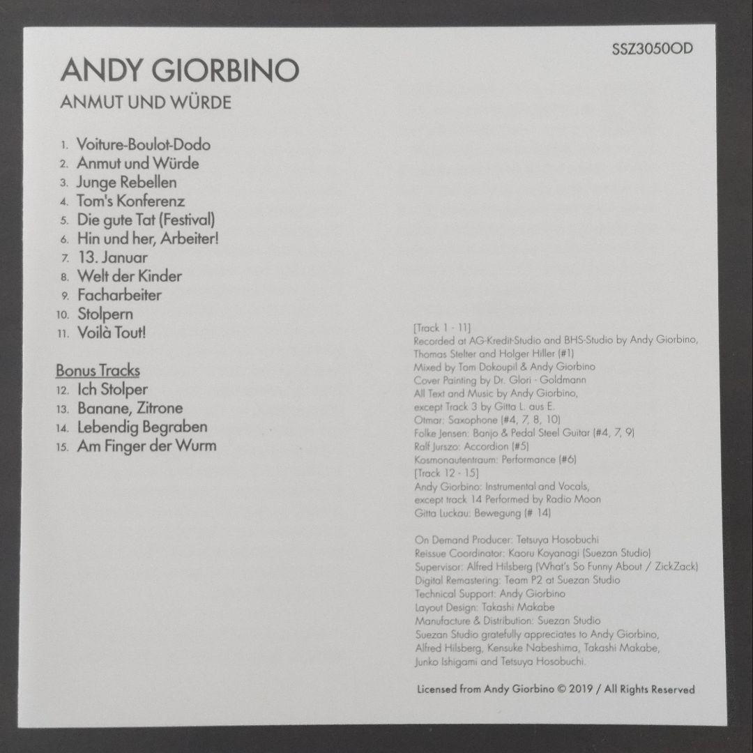 Andy Giorbino - Anmut und Würde CD Japan Limited Paper Sleeve OBI 2019 Remaster