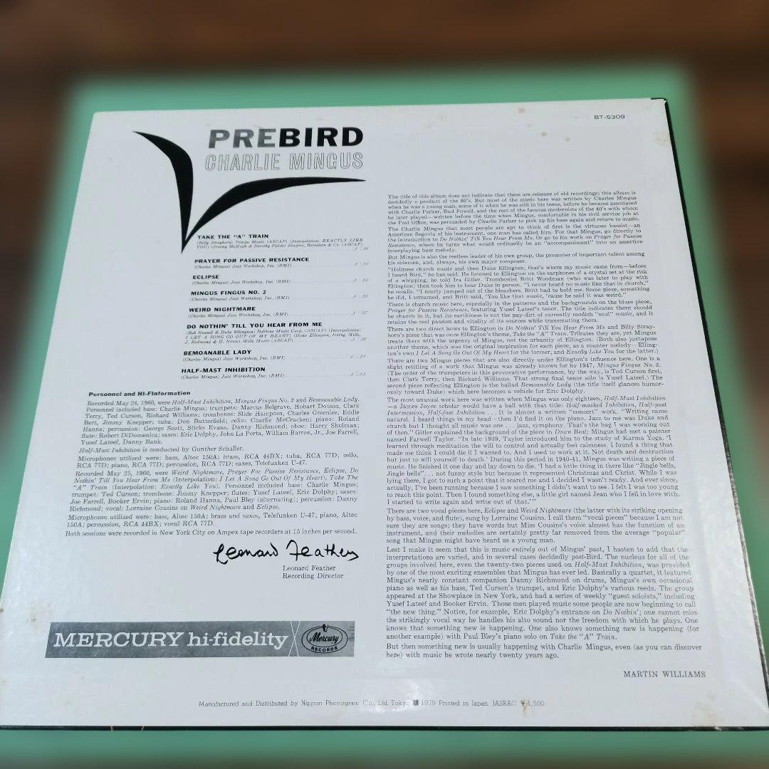 Charlie Mingus - Pre-Bird Vinyl LP Mercury BT-5309 Japan Jazz