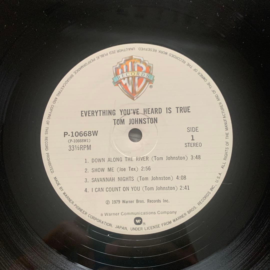 Tom Johnston Everything You've Heard Is True LP Vinyl Record 1979 Japan Pressing