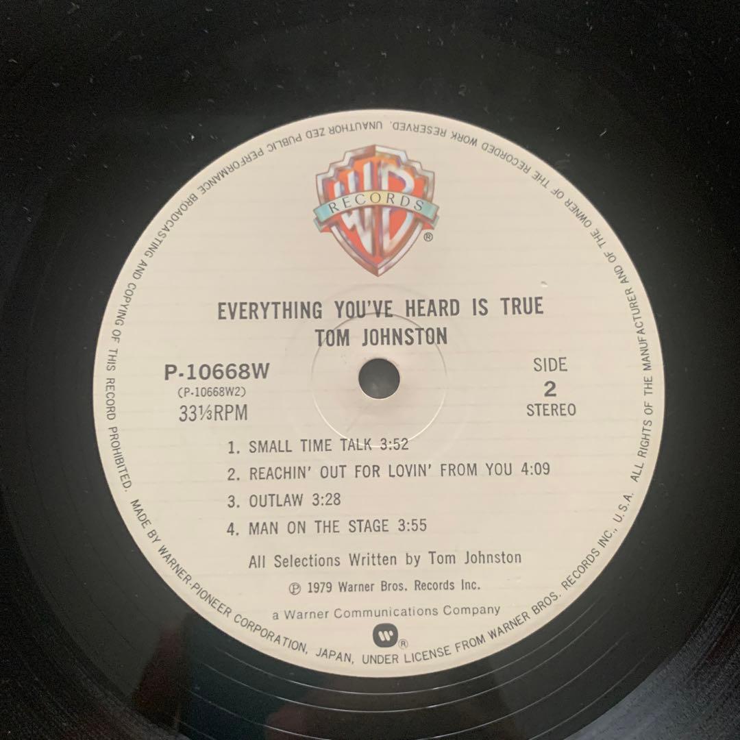 Tom Johnston Everything You've Heard Is True LP Vinyl Record 1979 Japan Pressing