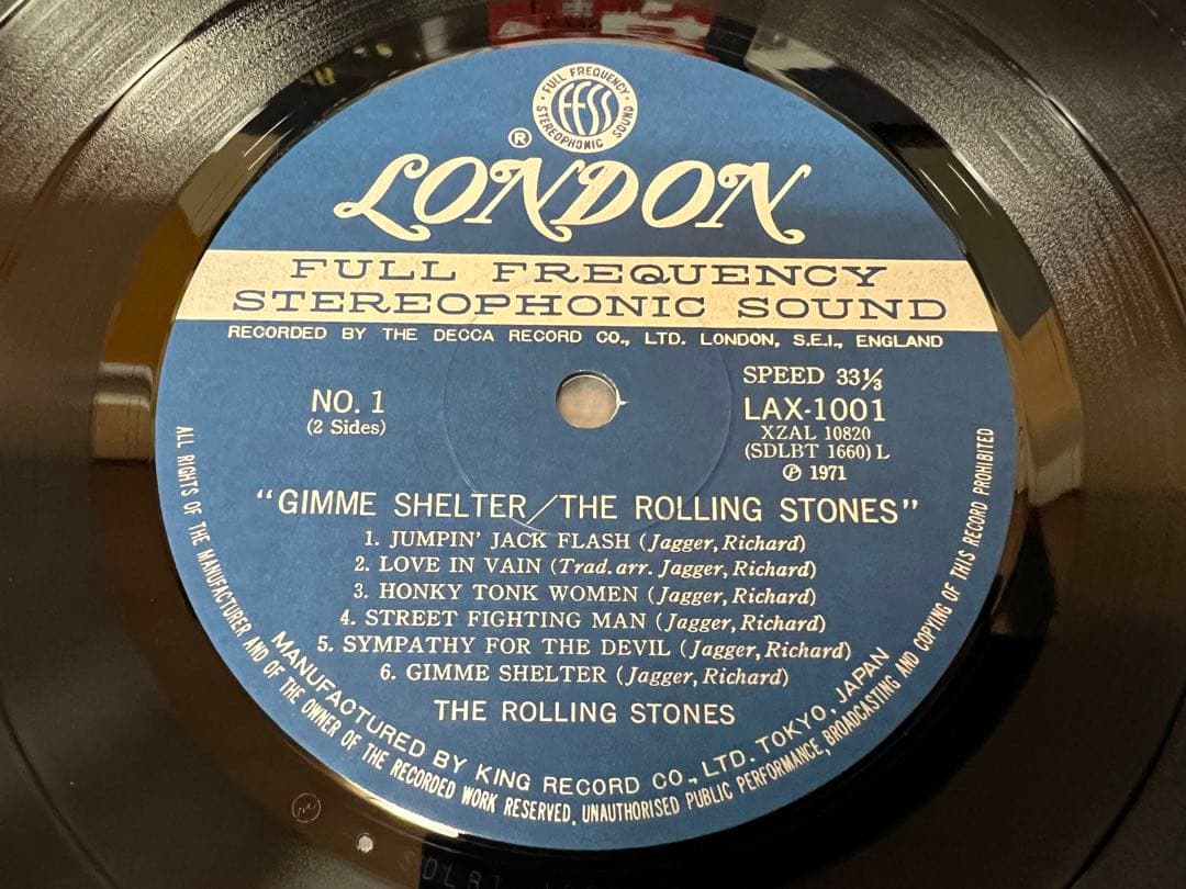 The Rolling Stones Gimme Shelter LP 1971 Japan Pressing Vinyl w/ Obi LAX-1001