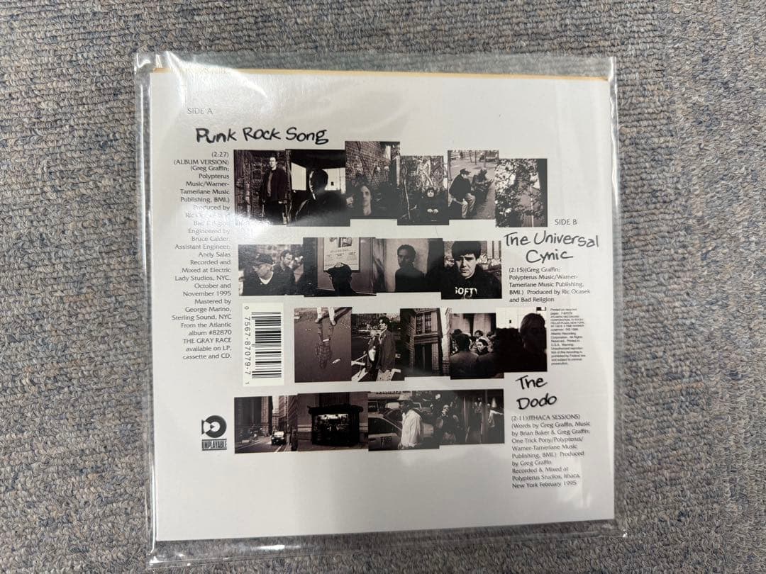 Bad Religion - Punk Rock Song 7" Limited Edition Gray Colored Vinyl Single