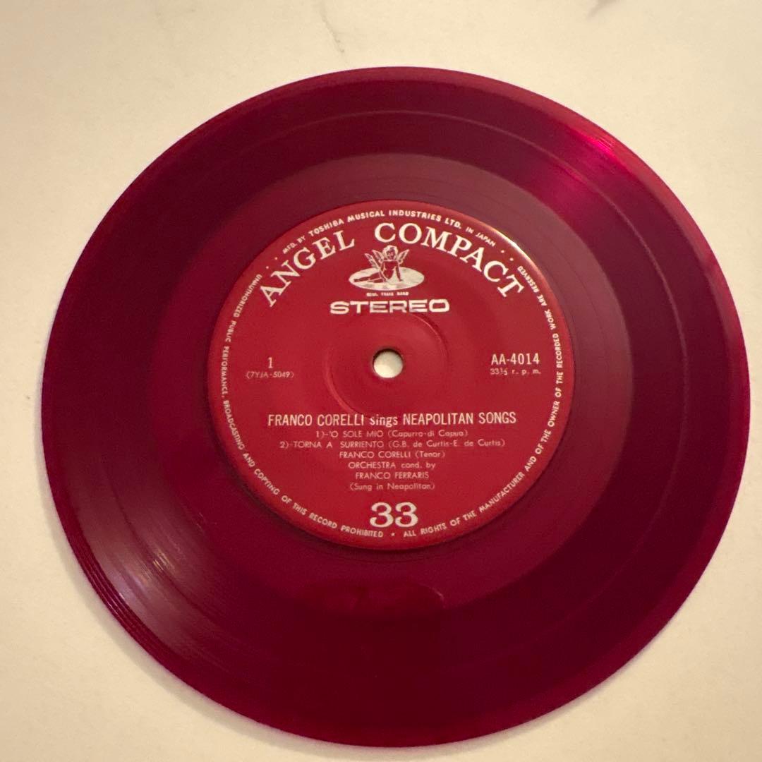 Franco Corelli Sings Neapolitan Songs Rare Red Vinyl EP Japan Angel Compact