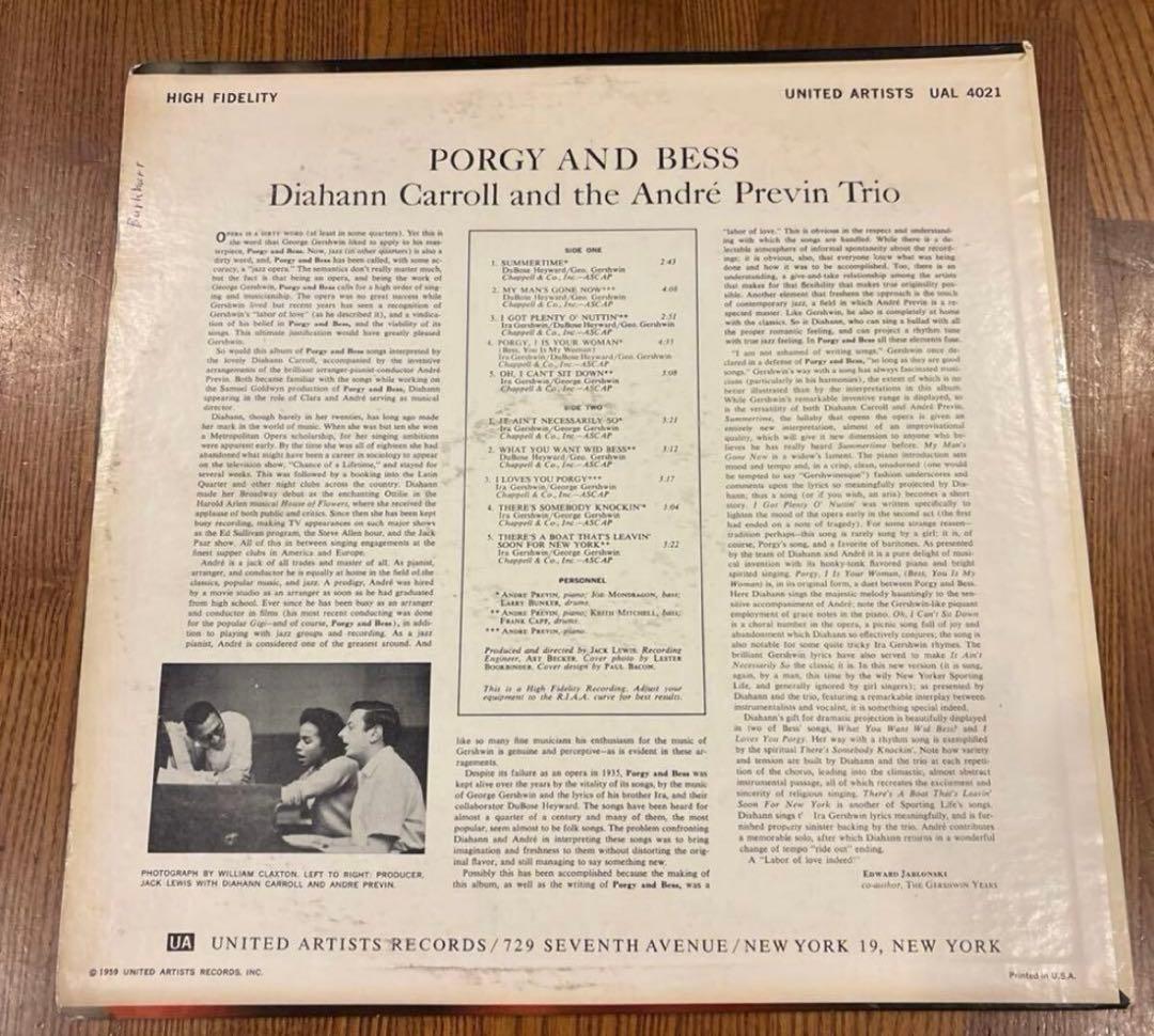 Diahann Carroll & Andre Previn Trio - Porgy and Bess LP US Original Jazz Vinyl