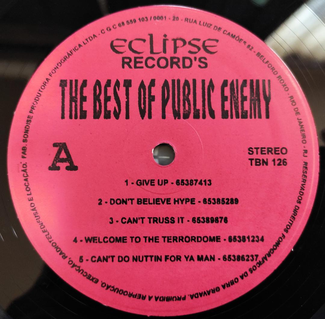 Public Enemy - The Best Of Public Enemy LP Compilation Brazil Hip Hop Vinyl