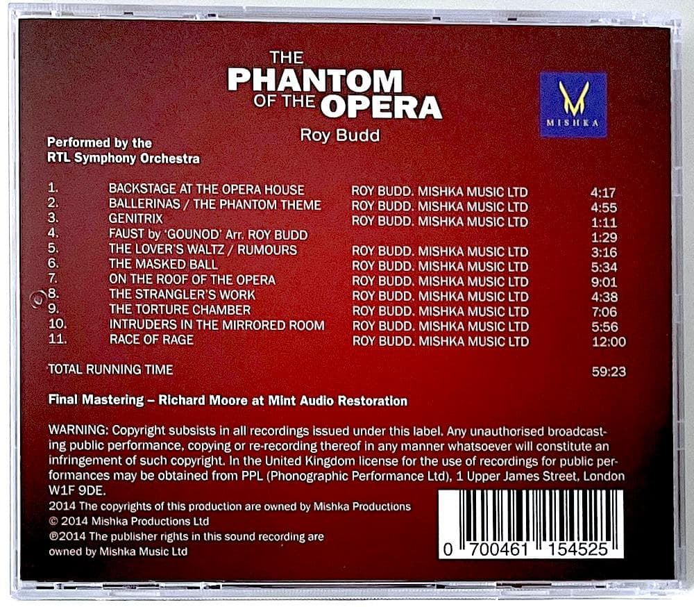 Limited Edition Out of Print CD Phantom of the Opera OST Roy Budd Collectors Sea | Japansoundstore