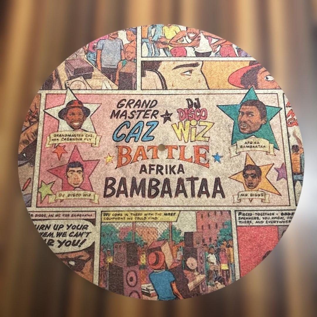 Grandmaster Caz vs Afrika Bambaataa Battle Slipmat Hip Hop DJ Turntable Mat