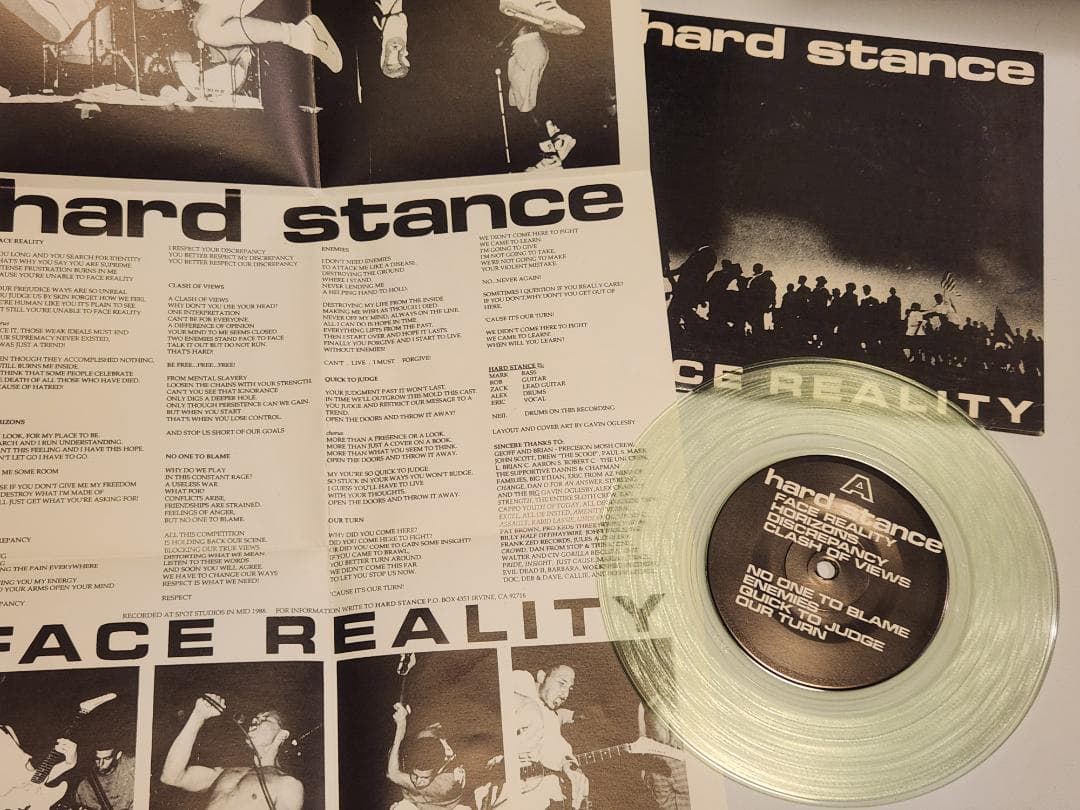 Hard Stance Face Reality Vinyl 7-Inch Clear Record Hardcore Punk Rare